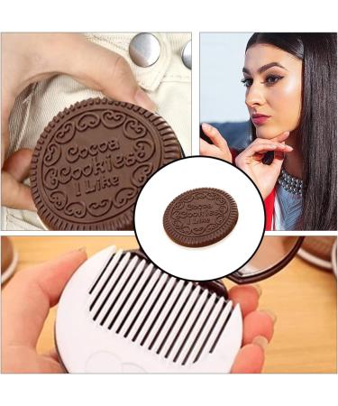 QUANXILXU Cute Cookie Shaped Pocket Makeup Mirror with Comb Set - Portable Mini Folding Compact Mirror for Girls and Women, Random Color - Travel and Home Use - Buy Online on GoSupps.com