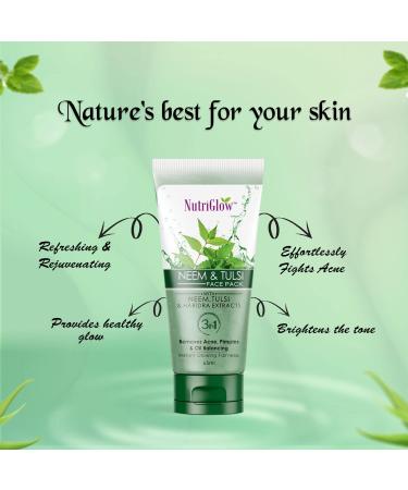 Nutriglow Neem & Tulsi Face Pack for PimpleFree Skin with Haridra Extracts 65Ml - Buy Online on GoSupps.com