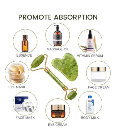 EMOCCI Jade Roller and Gua Sha Set - Facial Beauty Tools Kit for Anti-Aging and Muscle Relaxation - 100% Real Jade - Gift Box Included (Green) - Buy Online on GoSupps.com