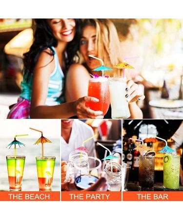 Spkaodngo 150 Pcs Umbrella Straws Colourful Disposable Bendable Drinking Straws for Beach Theme Parties Bar Decoration - Buy Online on GoSupps.com
