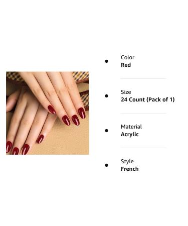 Yizaca Red Long Oval Press on Nails - 24PCS Full Cover Acrylic False Nails for Women and Girls - Buy Online on GoSupps.com