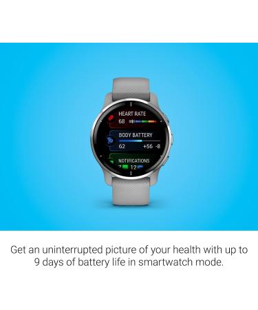 Garmin Venu 2 Plus GPS Smartwatch with Call and Text | Advanced Health Monitoring - Silver/Gray (Renewed) - Buy Online on GoSupps.com