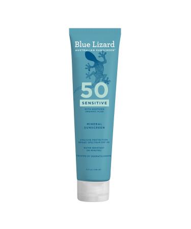 BLUE LIZARD Sensitive Mineral Sunscreen with Zinc Oxide 50+ Water Resistant UVAUVB Protection with Smart Cap Technology Fragrance Free, Sensitve, SPF 50 - - Tube, Unscented, 5 Fl Oz 5 Fl Oz (Pack of 1) - Buy Online on GoSupps.com