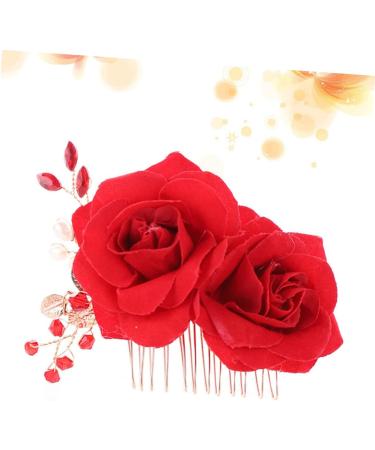 FRCOLOR Wedding Rose Flower Hair Comb Bridal Floral Hair Headpiece rose Bridal Rose hair comb s for women Silk Rose comb flower headband hair barrettes for women bride flower hairpin - Buy Online on GoSupps.com