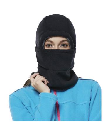 Achiou Winter Balaclava Fleece Hood Ski Mask for Women Kids, Thermal Face Cover Hat Cap Scarf for Cold Weather Black One Size - Buy Online on GoSupps.com