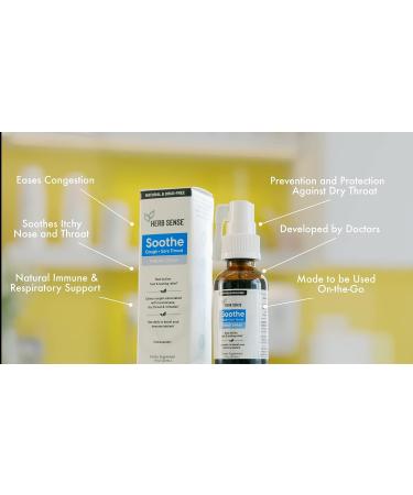 Herb Sense Soothe Cough + Sore Throat Spray 1oz - Natural Immune Support Supplement | Daily Throat Protection, Immune Boost, Antioxidants | Gluten-free, Drug-free, GMO-free - Buy Online on GoSupps.com