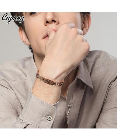 Cigmag 9X Mens Copper Bracelet | Ultra Strength Magnet | Adjustable Cuff Bangle | Father's Day Gift | Classic Viking Pattern - Buy Online on GoSupps.com