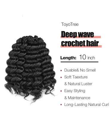 Ocean Wave Synthetic Crochet Hair 10 Inch - 8 Packs Natural Black Deep Twist Crochet Braids Extensions ToyoTree (1B) - Buy Online on GoSupps.com