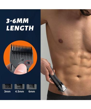 2-in-1 Dual-Sided Electric Pubic Hair Trimmer for Men - IPX7 Waterproof Body Groomer with LED Light and Detachable Ceramic Blade - Buy Online on GoSupps.com