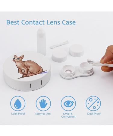 Cute Sphynx Cat Contact Lens Case | Portable Storage Box with Mirror - Perfect for Lens Care - Buy Online on GoSupps.com