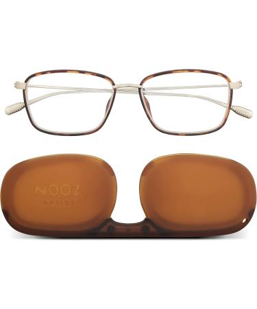 Nooz Faro Collection +1.5 Rectangular Reading Glasses for Men & Women - Steel & Nylon Frames in Tortoise - Enlarged Magnifying Glasses - Buy Online on GoSupps.com