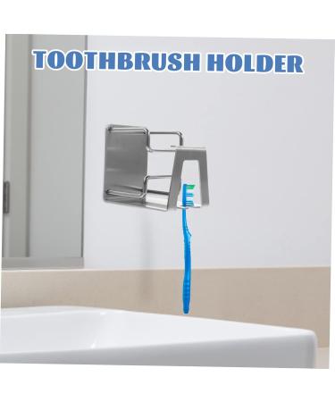 Cabilock 4-Piece Stainless Steel Toothbrush & Make-Up Brush Holder Set - Nail-Free Bathroom Organizers with Drainage | Silver - X7.2x5.5cm - Buy Online on GoSupps.com