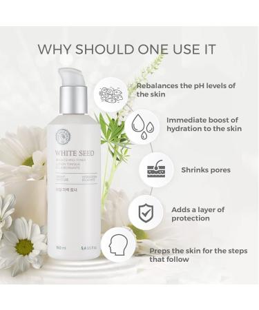 The Face Shop Whiteseed Brightening Toner - Hydrating Skin Brightening Treatment | Moisturizing Botanical Skincare for Improved Texture & Clarity - 5.4 Fl Oz - Buy Online on GoSupps.com