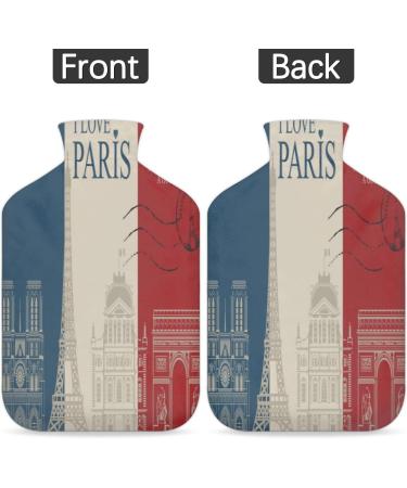 2L Hot Water Bottle for Pain Relief - Heat & Cold Therapy | PVC Ice Cream Design | Ideal for Menstrual Cramps & Warm Hands | France Flag & Paris Tower - Buy Online on GoSupps.com