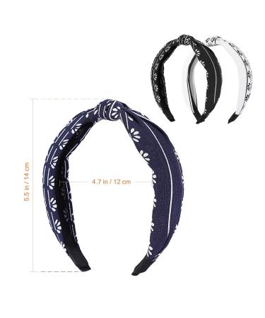 Shop Lurrose Handmade Fabric Hair Bands - 3 Piece Set | Women s Wide Knot Hair Accessories in White Blue Black - Buy Online on GoSupps.com