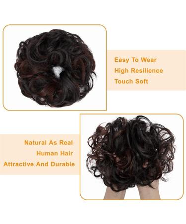 Messy Bun Hair Piece Scrunchies Extension Curly Wavy Updo - 2 PCS Natural Black Mix Dark Auburn - Buy Online on GoSupps.com