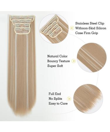 YDDM 24-Inch Clip-In Hair Extensions - Realistic Synthetic Hair 4pcs - Affordable Smooth & Full Volume for Women - Buy Online on GoSupps.com