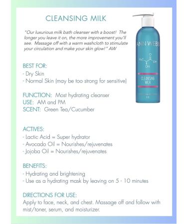 Facial Milk Cleanser - Gentle Daily Face Wash for All Skin Types. Thick, Hydrating, Moisturizing Cleanser w/Lactic Acid AHA Nourish & Rejuvenate 6oz 6 Fl Oz (Pack of 1) - Buy Online on GoSupps.com