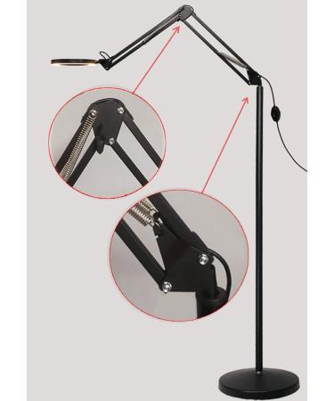 Magnifier LED Magnifying Lamp 8X Floor Lamp Magnifier Lamp High-Definition Optical Glass Rotation Adjustable Angle for Reading Beauty Crafts Jewelry Observation Black - Buy Online on GoSupps.com