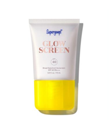 Supergoop! Glowscreen SPF 40 PA+++, 0.5 fl oz - Primer + Broad Spectrum Sunscreen That Helps Filter Blue Light - Adds Instant Glow & Hydration - Contains Hyaluronic Acid, Vitamin B5 & Niacinamide 0.5 Fl Oz (Pack of 1)