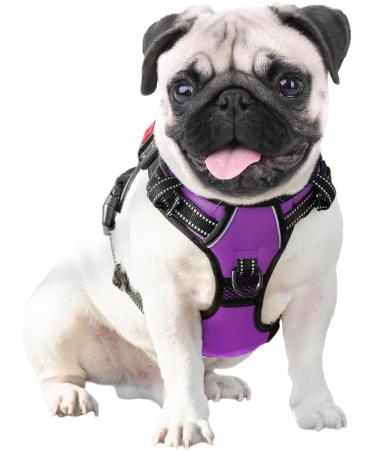 Phoepet Reflective Adjustable Dog Vest for Small Dogs - Harvest Front Clip Handle 2 Metal Rings 3 Buckles - Size L Violet - Buy Online on GoSupps.com