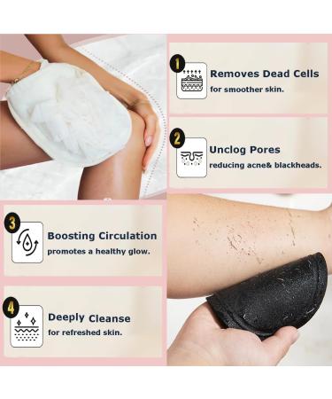 Loofah Sponge & Exfoliating Mitt Set - 2pc Deep Exfoliating Glove for Men & Women | Shower Scrubber & Dead Skin Remover - Buy Online on GoSupps.com