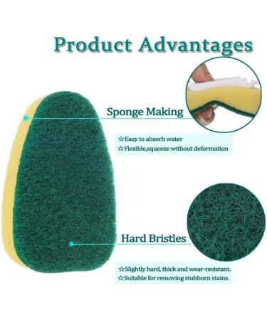 Fattoz 1 Dish Wand 7 Refill Replacement Sponge Heads Wand Clean Scrub Sponges for Kitchen Sink Bathroom Utensils - Buy Online on GoSupps.com
