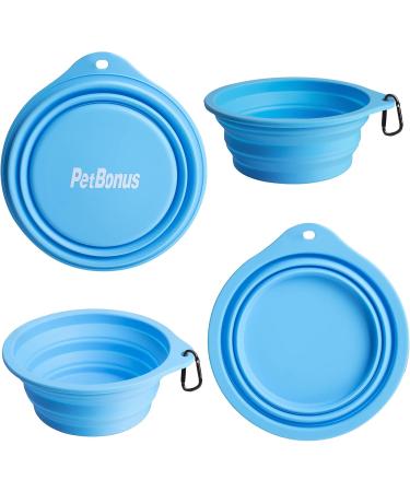 Petbonus Foldable Dog Bowls - 2 Pack Silicone Travel Water & Feed Bowls for Dogs | Leak-Proof & Portable with Carabiners - Light Blue & Light Green (600ml) - Buy Online on GoSupps.com