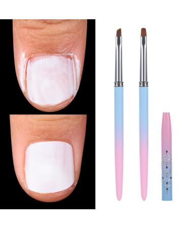 gootrades Nail Art Clean Up Brushes,2 Pcs Round&Angled Nail Brushes for Cleaning Polish Mistake on the Cuticles, Acetone Resistant Nail Brush, Finger nail Cleaning Brushes for Nail Art and Designs