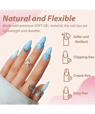 500 Pieces Almond Nail Tips - Acrylic Artificial Nails for Women & Girls | 10 Sizes Medium Polished Tips - Buy Online on GoSupps.com