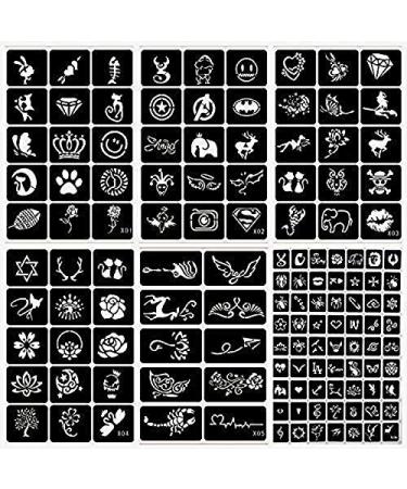 Xmasir 446 Sheet Semi Permanent Tattoo Kit with Henna Stencils and Glitter - Gift Set for Women's Body Art - Buy Online on GoSupps.com