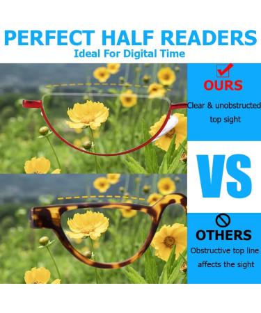 2 Pack Half Lens Reading Glasses - Blue Light Blocking Half Moon Frame Spring Hinge Mens & Womens - Black/Gunmetal +2.5 - International Shipping Available - Buy Online on GoSupps.com