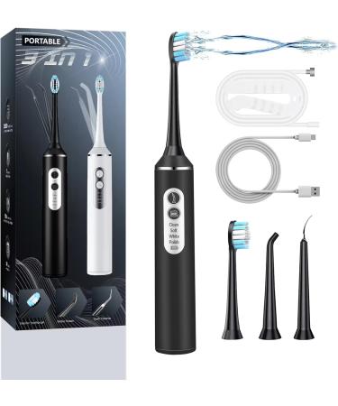 Cordless Electric Water Flosser Toothbrush with Replacement Heads - Portable & Rechargeable Advanced Oral Hygiene Kit for Teeth Cleaning & Flossing Plaque Remover Ideal for Travel & Braces Care