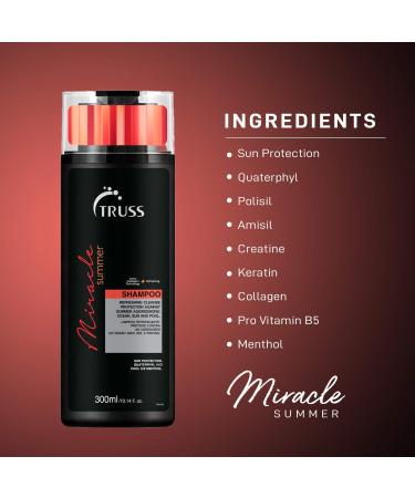 TRUSS Miracle Summer Shampoo - Protects Hair from Sun Wind & Chlorine Damage | Revitalize & Repair for All Hair Types | 10.14 Fl Oz - Daily Use - Buy Online on GoSupps.com