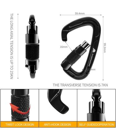 PANDENGZHE 25KN Heavy Duty Carabiner Clip (2 Pack) - Ideal for Climbing, Rigging, Ropes, Hammocks - Buy Online on GoSupps.com