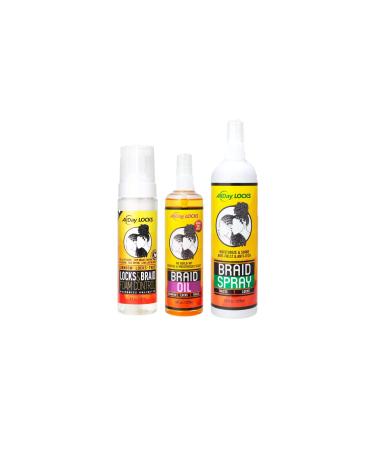 AllDay Locks Braid Care Bundle - Foam (8 oz) Oil (8 oz) & Spray (12 oz) for Aftercare | Braid Collection
