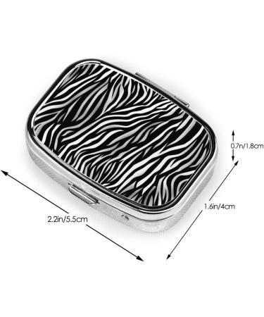 Zebra Print Pill Case | 2 Compartment Cute Travel Organizer | Small Purse Pill Box for Pocket Gifts - Buy Online on GoSupps.com