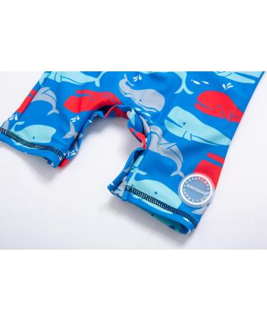 BONVERANO Baby Boys Swimsuit | Toddler Short-Sleeve Zipper Bathing Suit | UPF 50+ Sun Protection | Colorful Whale Design | 12-18 Months - Buy Online on GoSupps.com
