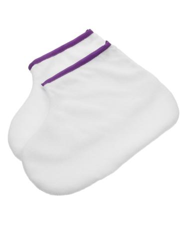 Healeved 1pair Waxed Feet Paraffin Wax Bath Paraffin Wax Foot Warming Cover Gloves Moisturizing Feet Socks Paraffin Wax Cover Spa Feet Cover Footmuff Insulation Wax Film Polyester White