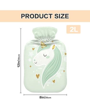 Unicorn Hot Water Bottle with Cover - Soft Warm Light Green Design for Bed Hand Neck & Shoulders - 1L Perfect for Winter - Buy Online on GoSupps.com