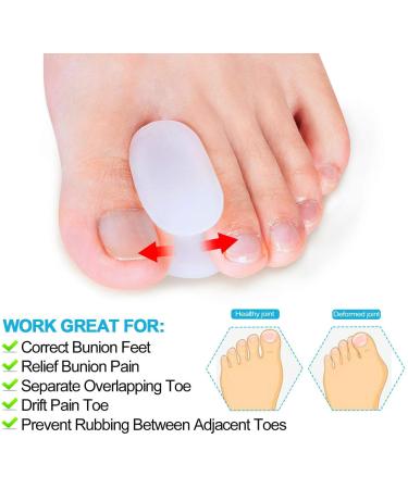 PrettSole 2 Pairs Silicone Toe Separators for Bunion Relief - 1/2 Thick Spacer Pads for Big Toe Correction & Pain Relief - Buy Online on GoSupps.com