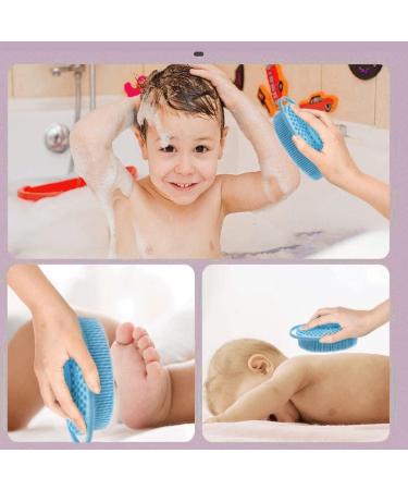 2 in 1 Exfoliating Body Scrubber: Silicone Shower Massager Brush with Premium Loofah Head - Skin, Scalp, and Hair Exfoliation in Shower - Buy Online on GoSupps.com