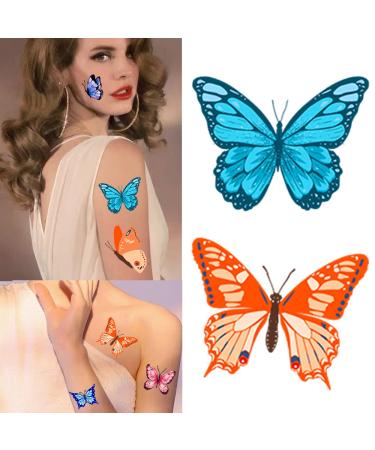 100 Colorful Waterproof Butterfly Temporary Tattoos - Watercolor Flower & Butterfly Stickers for Women, Kids - Body & Face Decoration, Party Favor - Buy Online on GoSupps.com