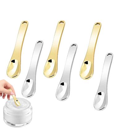 Cosmetic Scoop Cream Spoon 6 Reusable Face Scoops | Metal Cosmetic Applicator for Creams Lotions Moisturizers Beauty Accessories