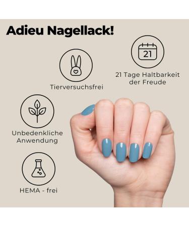 Original Miss Sophie Nail Foils - The Blues | 24 Ultra-Thin Gray Blue Nail Polish Stripes for Finger & Toenails | Compatible with Natural Acrylic Gel & Shellac Nails - Buy Online on GoSupps.com