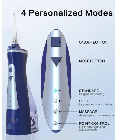 Water Flosser - Cordless Dental Oral Irrigator | 300ML Portable & Rechargeable | IPX7 Waterproof | 4 Modes for Home & Travel | Ideal for Braces & Bridges Care - Blue - Buy Online on GoSupps.com