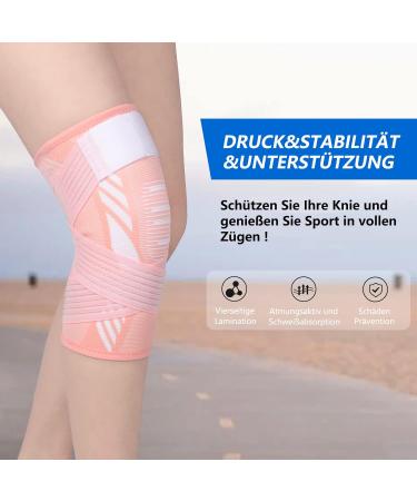 Kniebandage f r Damen & Herren - 2er Set Kniebandagen mit verstellbaren Riemen & Anti-Rutsch Silikon | Sport Arthritis Gelenkschmerzen - Pink L - Buy Online on GoSupps.com