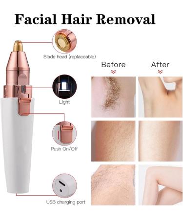 Rechargeable Facial Hair Remover for Women - Portable 2-in-1 Electric Trimmer for Body, Face, and Eyebrows - Painless Lady Shaver for Chin, Lips, and Nose - Buy Online on GoSupps.com
