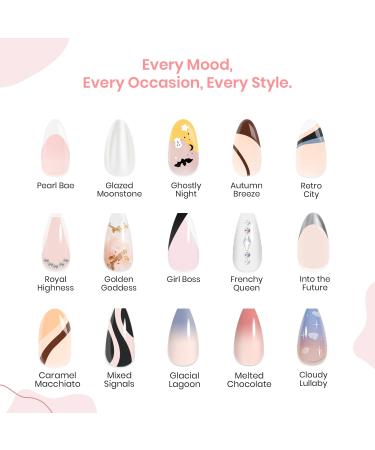 Bettles Press On Nails - Medium Coffin Soft Gel Ombre | 28pcs 14 Sizes Natural & Reusable Stick On Nails with Glue - Cloudy Lullaby - Buy Online on GoSupps.com
