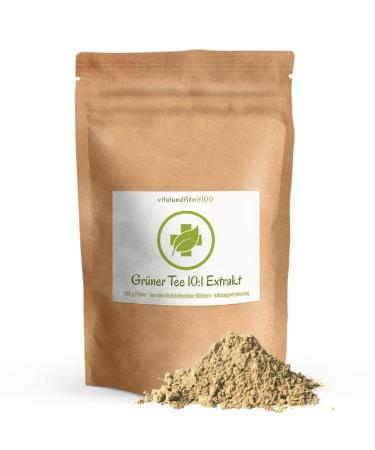 Green tea 100 g - concentrated 10: 1 extract - with 7-9% caffeine + min. 50% polyphenols - vegan vegetable pure - from the leaves of the camellia sinensis